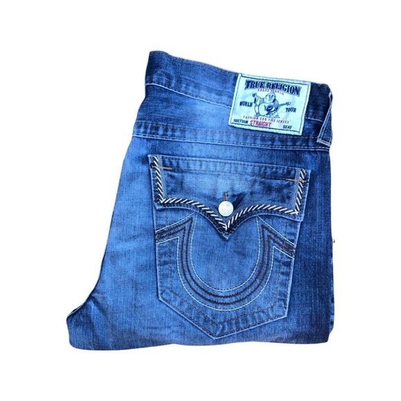 TRUE Religion Jeans Size 36 STRAIGHT Blue - Picture 4 of 10